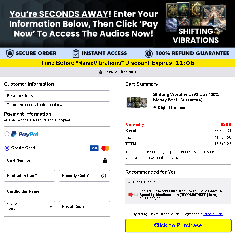Shifting Vibrations checkout page